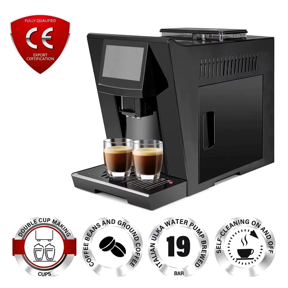 Sleek Automatic Espresso Machine with 19‑Bar Pressure, Touchscreen & Built‑In Grinder