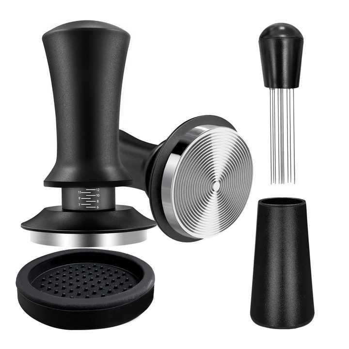 Spring‑Loaded Calibrated Stainless Steel Espresso Tamper – 51‑58 mm Classic Design