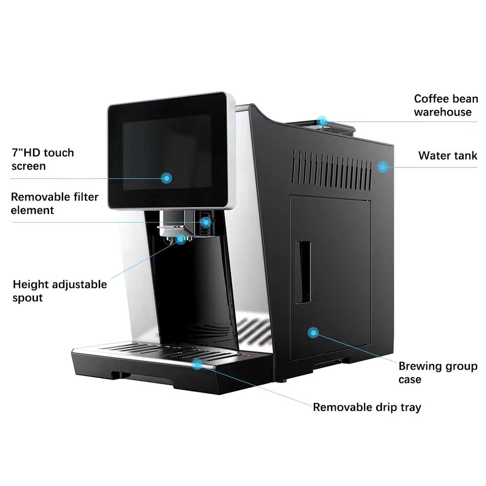 Sleek Automatic Espresso Machine with 19‑Bar Pressure, Touchscreen & Built‑In Grinder